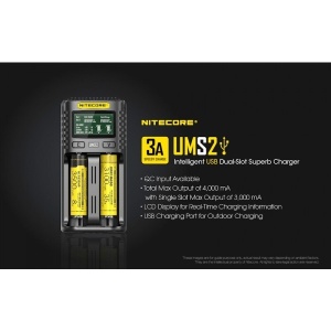 Nitecore UMS2 - Incarcator USB-C 2 Sloturi cu LCD - Img 6