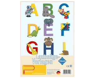 Sablon din lemn, "Literele A-I", pentru traforaj, dimensiunea A4, Pebaro