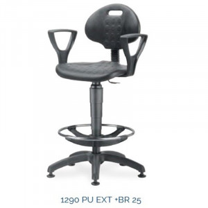Scaun profesional 1290 NOR, inalt, poliuretan, suport picioare, baza nylon, negru - Img 2
