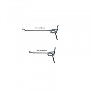 Set 12 carlige metalice pentru panou profesional de scule 60 mm , 80 mm, Unior - Img 2