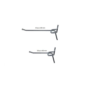 Set 12 carlige metalice pentru panou profesional de scule 60 mm , 80 mm, Unior - Img 1