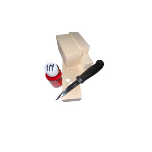 Set 5 blocuri din lemn de paltin pentru cioplit cu 50 ml ulei in + cutit sculptura basic, Morakniv - Img 4