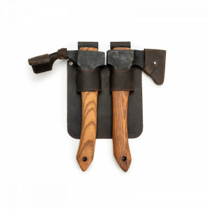 Set-AX1/AX2 Set topor si tesla cioplire lemn AX1 si AX2 cu teaca din piele, BeaverCraft - Img 2