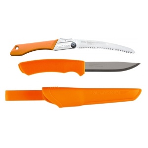 Set Cutit Bushcraft Orange Si Fierastrau pliabil bushcraft, camping Silky Gomboy curbat 210mm cu 8dinti, 30mm