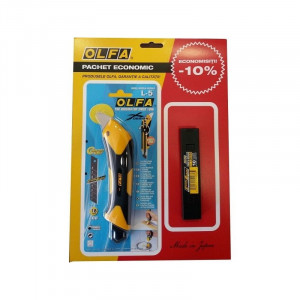 Set Cutter Heavy-Duty Olfa L-5 și 10 Lame Segmentate Negre 18 mm - Img 2