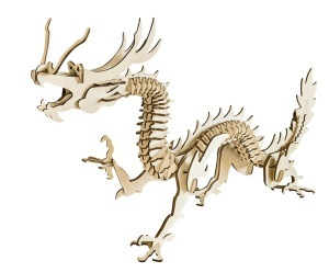 Set de constructie din lemn „Dragon chinezesc”, debitat cu laser Pebaro