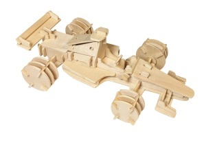 Set de constructie din lemn „Masina de curse II” debitat laser Pebaro