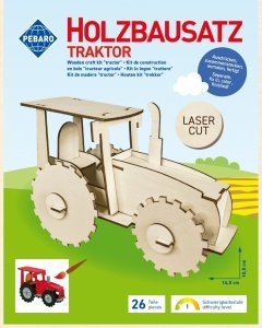 Set de constructie din lemn „Tractor” debitat cu laser Pebaro - Img 2