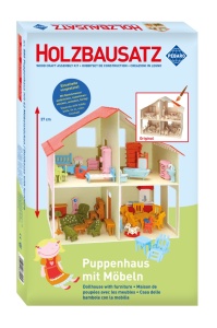 Set de constructie din lemn pentru casa de papusi cu mobilier, debitat cu laser Pebaro - Img 2