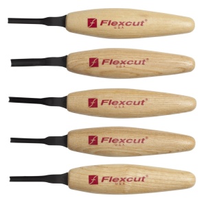 Set micro dalti cu profil mixt de 4 mm pentru sculptura in lemn, Flexcut
