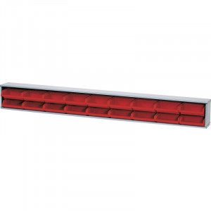 Suport cutii de organizare 1200x140 mm cu 18 cutii roșii - Img 2