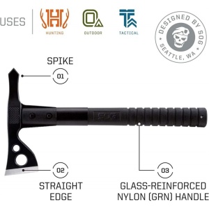Tomahawk tactic SOG FastHawk Black, otel inoxidabil 420, muchie 51 mm - Img 22