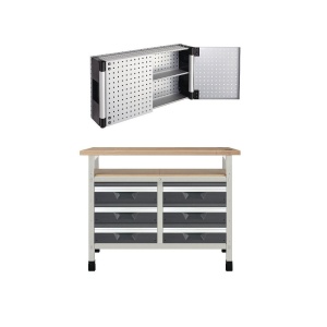 WB 8 Banc de lucru 1130x650x860 mm cu dulap perforat suspendat, Wolfcraft
