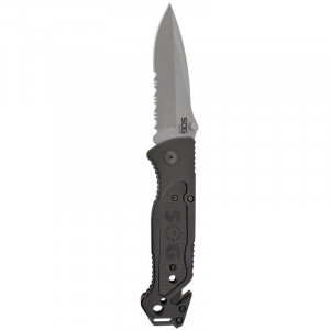 Cutit de salvare SOG Escape Bead Blasted FF24-CP, lama 9Cr18MoV, Lockback, cutter centura, spargator geam, Rescue Knife - Img 12