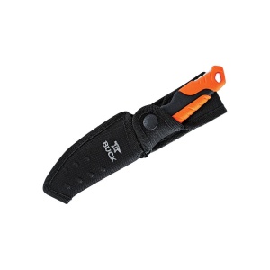 Cutit de vanatoare Buck 658 Pursuit Small 0658ORS-B, lama 8.3 cm, otel 420HC, maner cauciuc portocaliu, teaca inclusa - Img 5