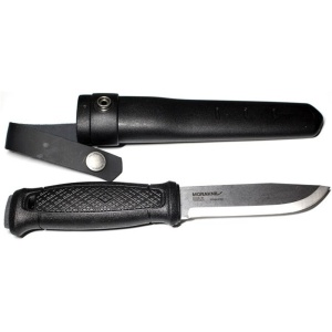 Cutit Full-Tang Morakniv Garberg INOX, Teaca piele si maner Polimer negru, pentru Bushcraft si Outdoor