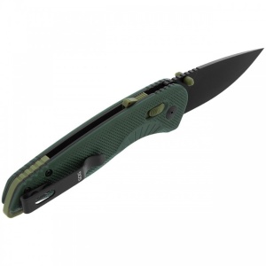 Cutit pliabil SOG Aegis AT Forest Moss 11-41-04-41, lama Drop Point CRYO D2 Black TiNi, deschidere asistata S.A.T., AT-XR Lock, maner GRN Forest Moss, EDC Premium