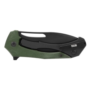 Cutit pliabil SOG Bulwark FLK OD Green, lama D2 Clip Point, Frame Lock, maner G10 verde OD - Img 6