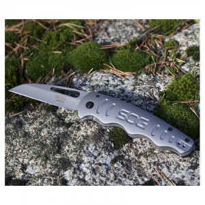 Cutit pliabil SOG Escape FL 14-52-01-57, lama Drop Point 8Cr13MoV, Frame Lock, maner din otel inoxidabil, EDC Rescue Folder - Img 12