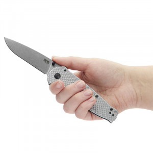 Cutit pliabil SOG Flash FL 14-18-01-57, lama Drop Point 8Cr13MoV, Frame Lock, maner integral din otel inoxidabil, EDC Folder - Img 3