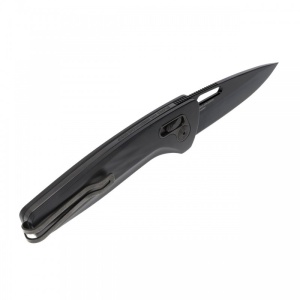 Cutit pliabil SOG One-Zero XR Black Black Chrome 12-73-03-57, lama Drop Point CRYO CPM S35VN Black TiNi, XR Lock, Flipper, maner Aluminiu Black, EDC Premium - Img 2