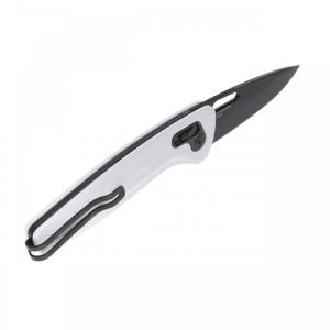Cutit pliabil SOG One-Zero XR White Black Chrome 12-73-05-57, lama CPM S35VN Polished, XR Lock, Flipper, maner G10 White cu insertii Cromate, EDC Premium - Img 2