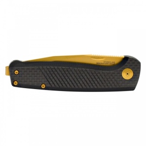 Cutit pliabil SOG Terminus SJ LTE Carbon Gold TM1007-BX, lama Drop Point CPM S35VN TiNi Gold, Slip Joint, Nail Nick, maner Carbon Fiber, EDC Premium - Img 6