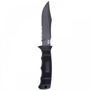 Cutit tactic SOG SEAL Pup Black, otel AUS-8, lama partial zimtata 120 mm