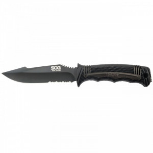 Cutit tactic SOG SEAL Strike Black TiNi, otel AUS-8, lama partial zimtata 125 mm - Img 2