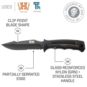 Cutit tactic SOG SEAL Strike Black TiNi, otel AUS-8, lama partial zimtata 125 mm - Img 16
