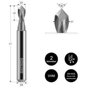 Freza cu 2 caneluri, Datron 0068795A, 5.0x10x6.0mm - Img 5