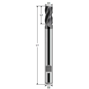 Freza cu 4 caneluri, Datron 0078408, 8.0x8.0mm - Img 2