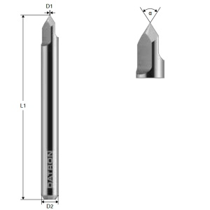 Freza echilibrata pentru gravura, Datron 0068282G, 30 grade, 0.10x6.0mm - Img 3
