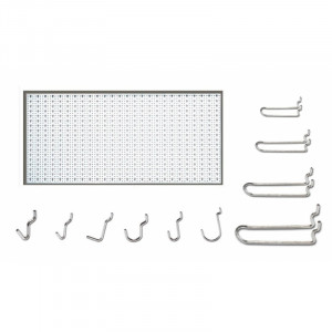 Panou perforat orizontal de 1000x500mm alb cu set de 40 carlige metalice - Img 2