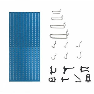 Panou perforat vertical de 500x1000 mm albastru cu set de 40 carlige metalice/plastic - Img 2