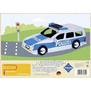 Sablon din lemn, "Masina de politie", pentru traforaj, dimensiunea A4, Pebaro