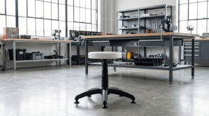Scaun profesional 1290 Pu Taburet, rotativ, baza cromata - Img 10
