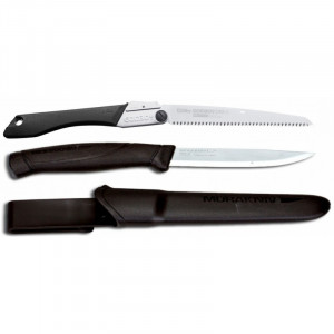 Set Cuțit Companion, negru Si Fierastrau pliabil bushcraft, camping Silky Gomboy 240mm cu 10dinti, 30mm - Img 2