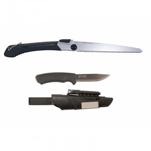 Set cutit, Morakniv Bushcraft negru Survival si fierastrau Tajima - Img 2