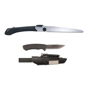 Set cutit, Morakniv Bushcraft negru Survival si fierastrau Tajima - Img 1
