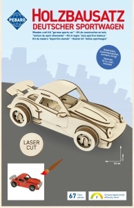 Set de constructie din lemn „Masina sport germana”, debitat cu laser Pebaro - Img 2
