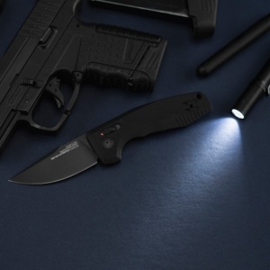 Cutit automat SOG TAC AU Compact 15-38-09-57, lama Drop Point Cryo D2, AU-XR Lock, maner din aluminiu, Tactical EDC Knife - Img 12