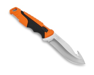 Cutit de vanatoare Buck 657 Pursuit Large Guthook 0657ORG-B, lama 11.4 cm, otel 420HC, maner cauciuc portocaliu, teaca inclusa - Img 4