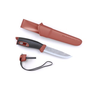 Cutit outdoor Morakniv Companion Spark S Red, otel inoxidabil 12C27, cu amnar integrat, teaca inclusa