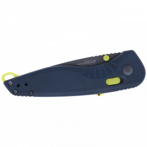 Cutit pliabil SOG Aegis AT Indigo Acid 11-41-03-41, lama Drop Point CRYO D2 Black TiNi, deschidere asistata S.A.T., AT-XR Lock, maner GRN Indigo & Acid Yellow, EDC Premium - Img 3