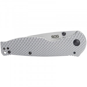 Cutit pliabil SOG Flash FL 14-18-01-57, lama Drop Point 8Cr13MoV, Frame Lock, maner integral din otel inoxidabil, EDC Folder - Img 4