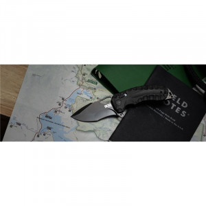 Cutit pliabil SOG Kiku XR Blackout, lama CTS XHP, XR Lock, maner Micarta neagra, design Kiku Matsuda - Img 16