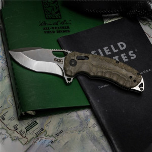 Cutit pliabil SOG Kiku XR Satin, lama CTS XHP, XR Lock, maner Micarta, design Kiku Matsuda - Img 3