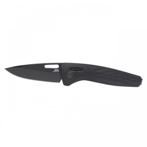 Cutit pliabil SOG One-Zero XR Black Black Chrome 12-73-03-57, lama Drop Point CRYO CPM S35VN Black TiNi, XR Lock, Flipper, maner Aluminiu Black, EDC Premium - Img 3