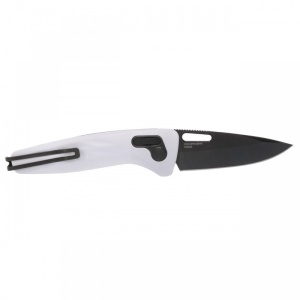 Cutit pliabil SOG One-Zero XR White Black Chrome 12-73-05-57, lama CPM S35VN Polished, XR Lock, Flipper, maner G10 White cu insertii Cromate, EDC Premium - Img 3